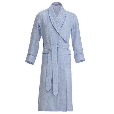 Somax Mens Lightweight Cotton Dressing Gown Turquoise Stripe 