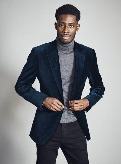 velvet blazer turtleneck