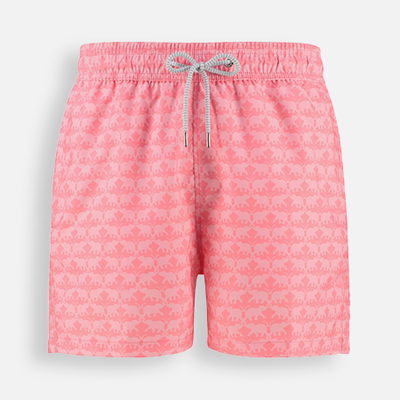 COOSUN Flamenco rosado y hojas de palmera playa pantalones cortos de secado rápido Swim Trunk 